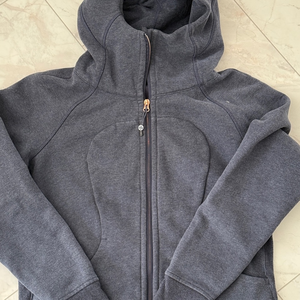 Lululemon Dark Gray/Blue Hooded Scuba - Rose gold Zip Up